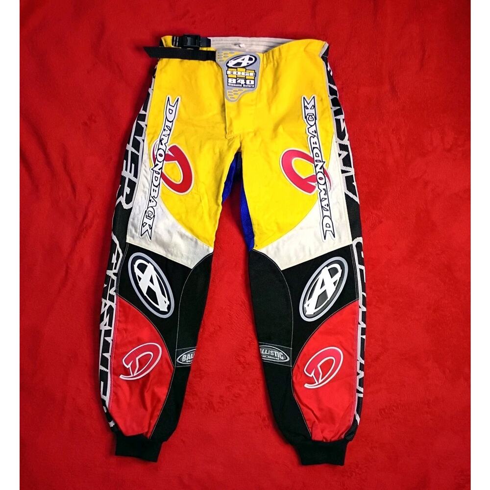 Vintage Answer Racing Motocross Pants Mens Size 31 Black Yellow Red 90s Edge 840